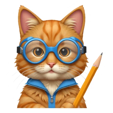 cat with pencil with blue goggles sticker