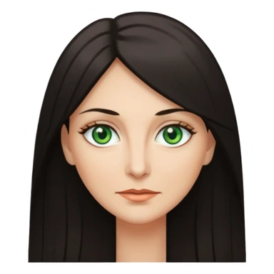 middle age woman with green eyes and long straight dark ash hair sticker