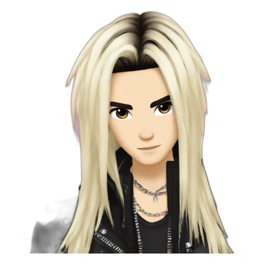 Bill Kaulitz black hair down with blonde highlights emo sticker
