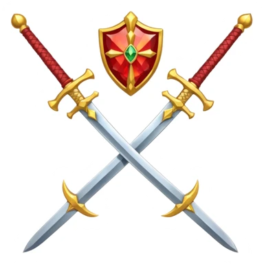 Fully yellow royal two swords crossed fiery with red gems sticker