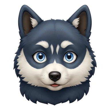 Dark black Husky with blue eyes with a confused look on his face sticker