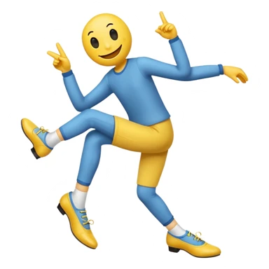 Yellow smiley face emoji with legs and point shoes sticker