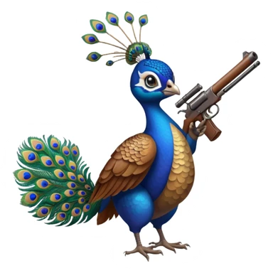 peacock with a squirrel gun sticker