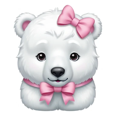 White polar bear with bows on ears sticker
