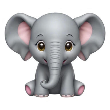 Cinematic Comical Baby Elephant Portrait Emoji, Head tilted dramatically with an exaggeratedly amused expression, featuring a striking soft gray hide with oversized, quirky ears and wide, expressive eyes full of playful disbelief, Simplified yet hilariously expressive features, highly detailed, glowing with a slightly sassy glow, high shine, dramatic yet playful, stylized with an air of cheeky mischief, bright and endearing, soft glowing outline, capturing the essence of a spirited and over-the-top baby elephant, so meme-worthy it feels like it could trumpet its way into internet fame instantly! sticker