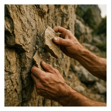 a man flakes off the rock face sticker
