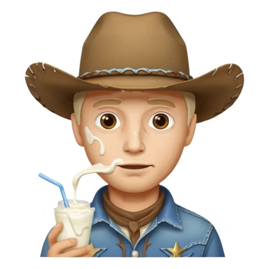 Cowboy with yogurt on face sticker
