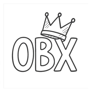 hand-drawn outlined style OBX letters with a tilted crown on top sticker