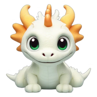 dumb white peluche dragon jellycat with small eyes sticker