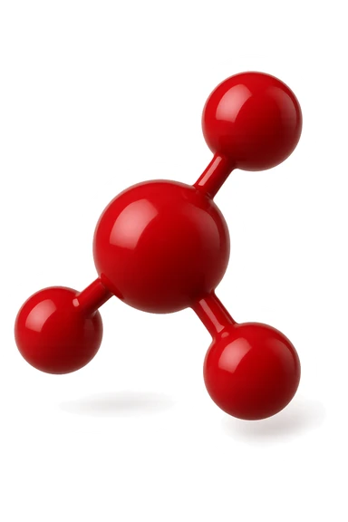 molecola chimica rossa, iperrealistico 4k, isolato su sfondo bianco, iperrealistico 4k, isolato su sfondo bianco sticker