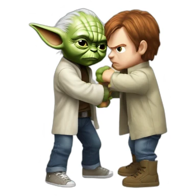 Yoda boxing with chucky furious sticker