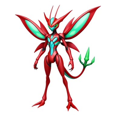  Cool Edgy Shiny Futuristic Ethereal Legendary Scizor-Deoxys-Digimon-Schyther-Flygon-hybrid full body sticker