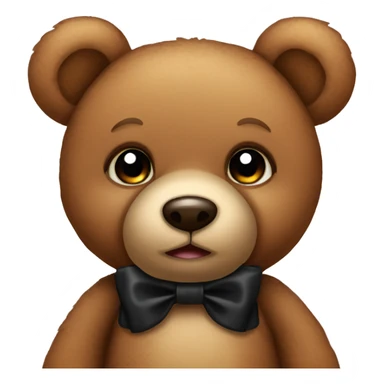Cute brown teddy bear with black bow sticker