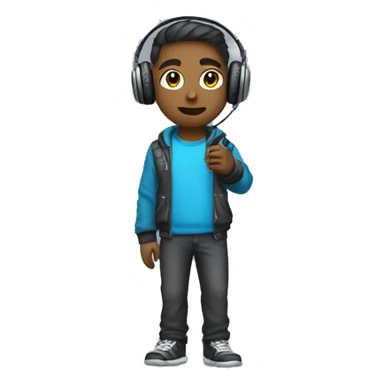  a  gamer which hold a controller in their hand and have headphone and wear cool outfit. sticker