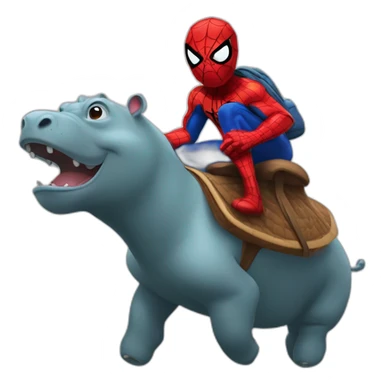 Spiderman riding a hippopotamus sticker