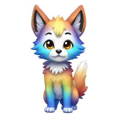 shiny, colorful, gradient, Kemono-style, Chibi, Anthro-Fur-Sona-Fakémon, Full Body sticker