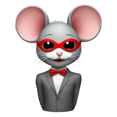 A grey mouse with red high heels and a red mask over her eyes sticker