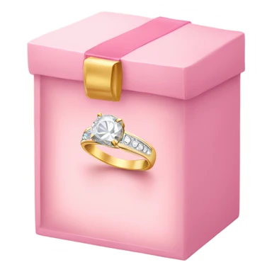 Gold diamond ring in light pink box sticker