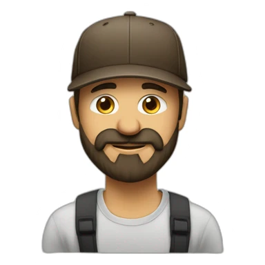 bearded man. flat bill hat. tall. goofy. dad sticker