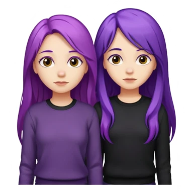 faz duas raparigas menos gótica mas com cabelo roxo comprido e outra cabelo roxo e camisolas preto um pouco separadas sticker