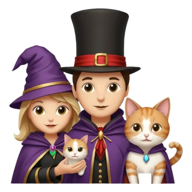 magician couple and their pet cat sticker