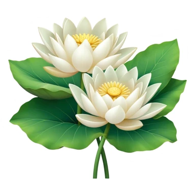 bouquet white Nymphaea lotus,stem, lotus leaf sticker