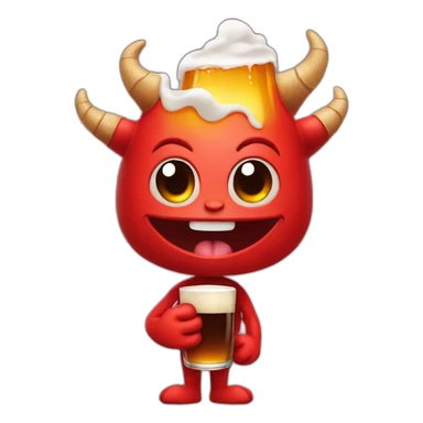 Small red devil holding a beer sticker