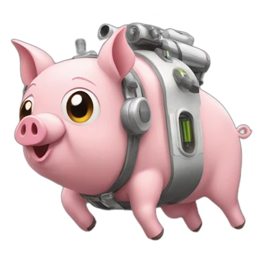 pig with jetpack sticker