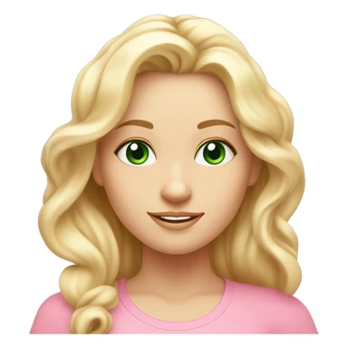 blonde long curled hair and green eyes yoga beautiful girl in light pink pink pink clothes sitting on a yoga mat sticker