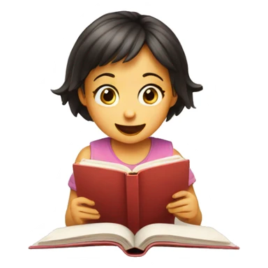  Surprised child girl reading a book sticker