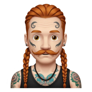 dark ginger braids man very white mustache old very tattoed with the whitest mustache ever sticker