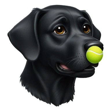 A black dog with a tennis ball in its mouth sticker