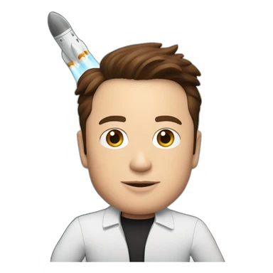 Elon Musk with rocket in hand sticker