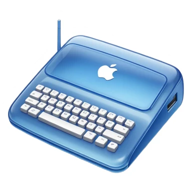 Y2K Apple computer translucent blue sticker