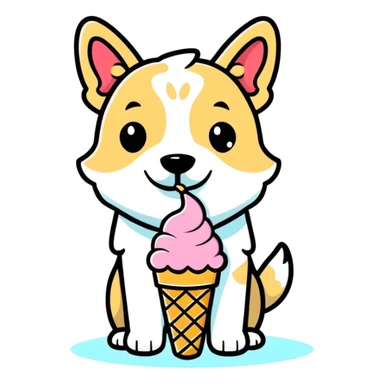 un cane con il gelato in testa sticker