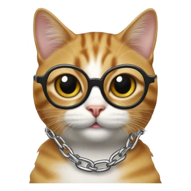 Cat dancing with glasses on with chain round neck sticker