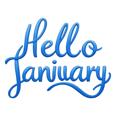 Blue “ hello January “ word sticker