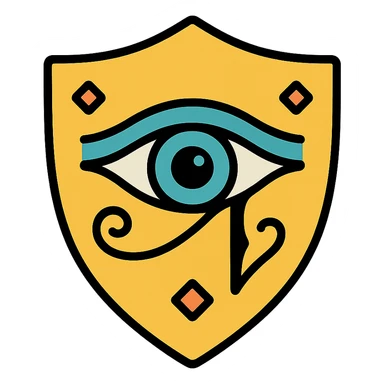 a shield with the Eye of Ibad symbol, detailed and mystical, as an icon sticker