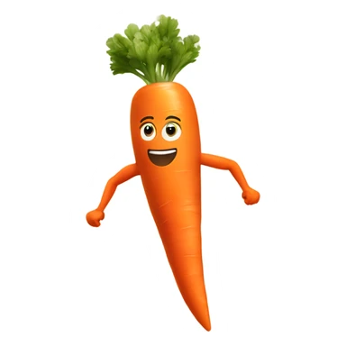 sprinting carrot with arms, legs, and a headband sticker