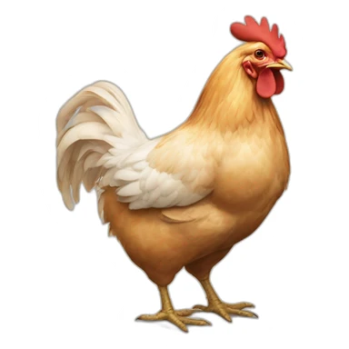 A chicken holding a chicken sticker