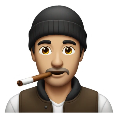 A dark haired man wearing a beanie smoking a cigar  sticker