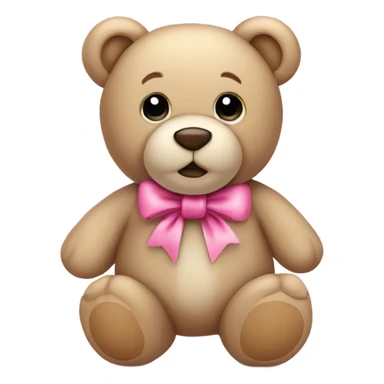 beige teddy bear with pink bow around neck sticker