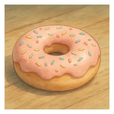 donut with sprinkles, detailed, soft colors, ghibli style sticker