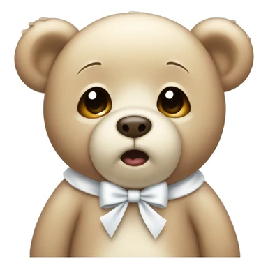 Cute Crying teddy bear wearing white bow with tears in eyes  sticker