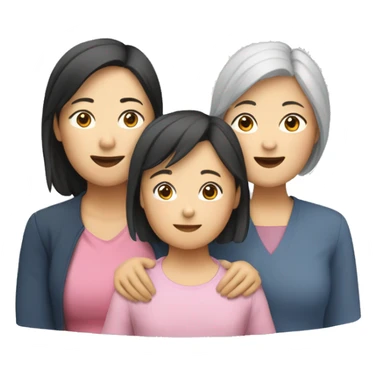 asian mum with one older asian daughter and one young asian daughter sticker