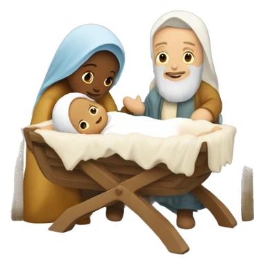 Nativity scene, baby on a manger, Mary and Joseph sticker