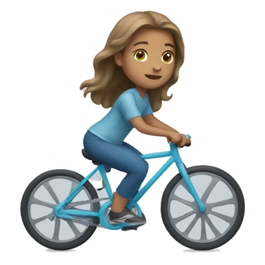 Girl riding very light blue bike, she has long light brown hair and light skin sticker