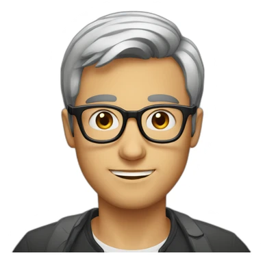 French-guy, short-hair, rounded-glasses, nerd, no-beard sticker