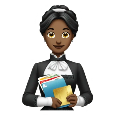 galora waitress galora in Victorian dress elegant, full body, holding big credit card sticker