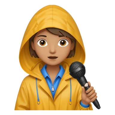 people with rain coat and microphone sticker